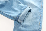 Toddler Boys Elastic Mid Waist Washed Denim Full Length Straight Jeans Pants