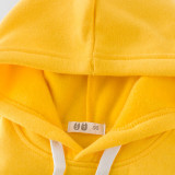 Print Letter Yellow Fleece Hoodie Sweatershirt