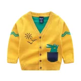 Toddler Boys Knit V Neck Cardigan Sweater Crocodile Pattern