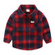 Toddler Boys Red and Navy Fleece Cotton Plaid Shirt