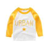 URBAN Slogan Color Matching Cotton Long Sleeve T-shirt