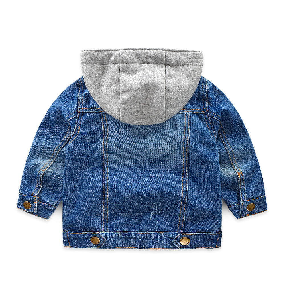 Toddler Boys Blue Denim Jacket Hoodie Outerwear