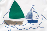 Print Blue Boats Cotton Short T-shirt