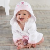 Baby White Princess Bathrobe Tracksuit Thicken Cute Cartoon Animal Hooded Sleepwear