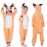 Kids Orange Deer Onesie Kigurumi Pajamas Kids Animal Costumes for Unisex Children
