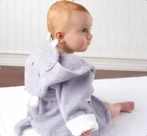 Baby Grey Hippo Bathrobe Tracksuit Thicken Cute Cartoon Animal Hooded Sleepwear