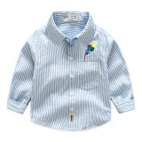 Toddler Boys Blue Stripes Embroidered Balloons Cotton Long Sleeve Shirt