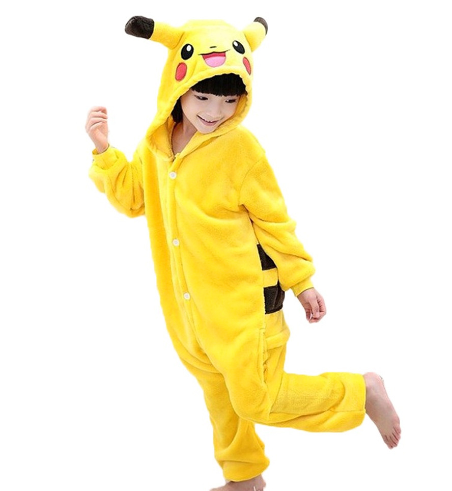 Kids Pokemon Pikachu Onesie Kigurumi Pajamas Kids Animal Costumes for Unisex Children