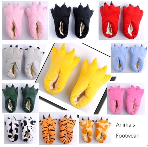 Cozy Black Flannel House Monster Slippers Halloween Animal Costume Paw Claw Shoes