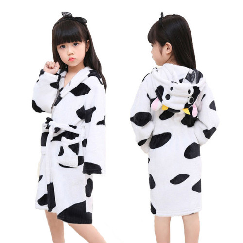 Kids Cow Soft Bathrobe Sleepwear Comfortable Loungewear