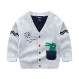 Toddler Boys Knit V Neck Cardigan Sweater Crocodile Pattern