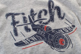 Grey Print Airplane and Letters Cotton Short T-shirt
