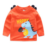 Toddler Boys 3D Print Cute Dinosaur Cartoon Cotton Long Sleeve T-shirt