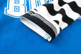 BUZZ Slogan Color Matching Stripes Cotton Long Sleeve T-shirt