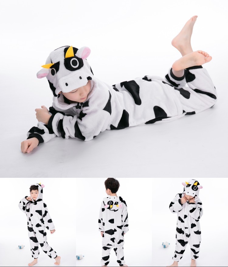 Kids Cow Onesie Kigurumi Pajamas Kids Animal Costumes For Unisex