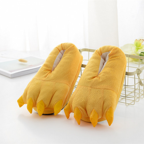 Cozy Yellow Flannel House Monster Slippers Halloween Animal Costume Paw Claw Shoes