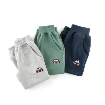 Grey Simple Toddler Boys Sweatpants Sport Jogger Print Car Pants