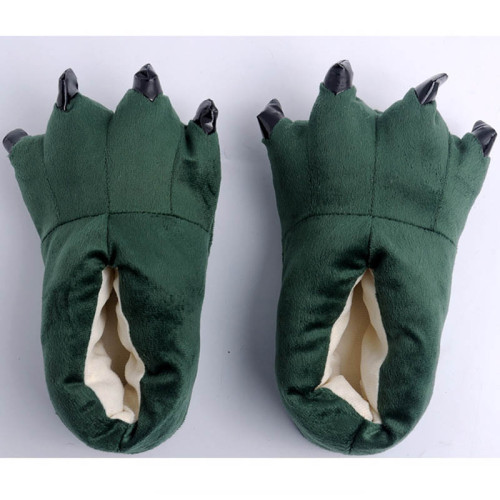 Cozy Green Flannel House Monster Slippers Halloween Animal Costume Paw Claw Shoes