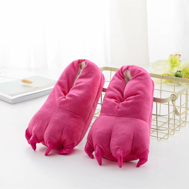 Cozy Pink Flannel House Monster Slippers Halloween Animal Costume Paw Claw Shoes