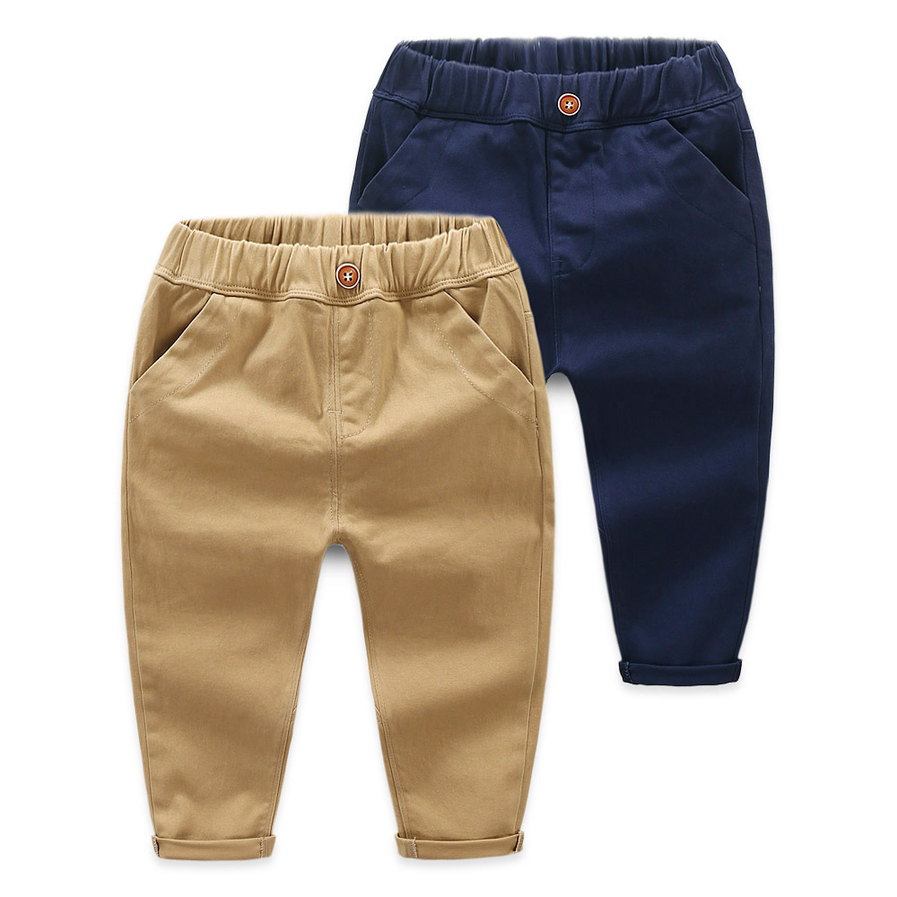 Navy Simple Toddler Boys Pure Color Cotton Pants