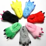 Cozy Yellow Flannel House Monster Slippers Halloween Animal Costume Paw Claw Shoes