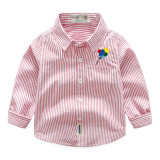 Toddler Boys Blue Stripes Embroidered Balloons Cotton Long Sleeve Shirt