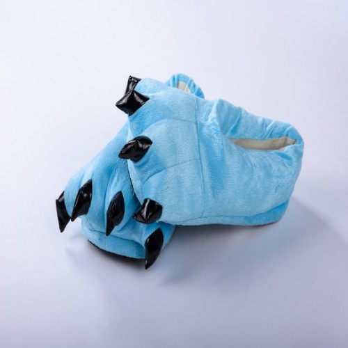 Cozy Light Blue Flannel House Monster Slippers Halloween Animal Costume Paw Claw Shoes