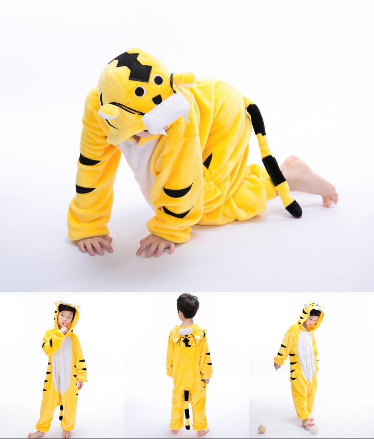 Kids Yellow Tiger Onesie Kigurumi Pajamas Kids Animal Costumes for ...