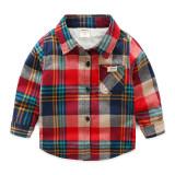 Toddler Boys Multicolor Thicken Wool Fleece Cotton Plaid Shirt