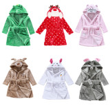 Kids Grey Elephant Soft Bathrobe Sleepwear Comfortable Loungewear