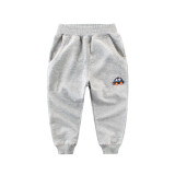 Grey Simple Toddler Boys Sweatpants Sport Jogger Print Car Pants