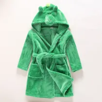 Kids Green Frog Soft Bathrobe Sleepwear Comfortable Loungewear