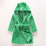 Kids Green Frog Soft Bathrobe Sleepwear Comfortable Loungewear