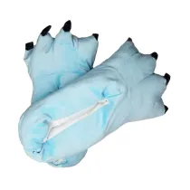 Cozy Light Blue Flannel House Monster Slippers Halloween Animal Costume Paw Claw Shoes