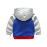 Grey Toddler Boys Warm Hoodie Coat Color Matching Outerwear
