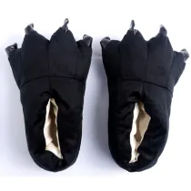 Cozy Black Flannel House Monster Slippers Halloween Animal Costume Paw Claw Shoes