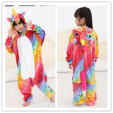Kids Colorful Fish Scale Unicorn Onesie Kigurumi Pajamas Kids Animal Costumes for Unisex Children