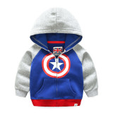 Grey Toddler Boys Warm Hoodie Coat Color Matching Outerwear