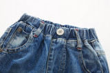 Toddler Boys Blue Ripped Denim Line Design Jeans Pants