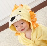 Baby Yellow Lion Bathrobe Tracksuit Thicken Cute Cartoon Animal Hooded Sleepwear