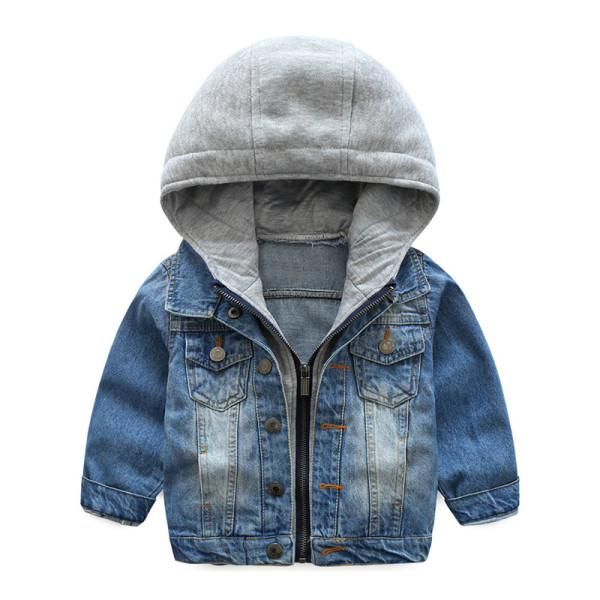 Toddler Boys Blue Denim Jacket Hoodie Outerwear