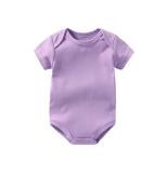Baby Girl Pure Color Short Sleeve Cotton Bodysuit