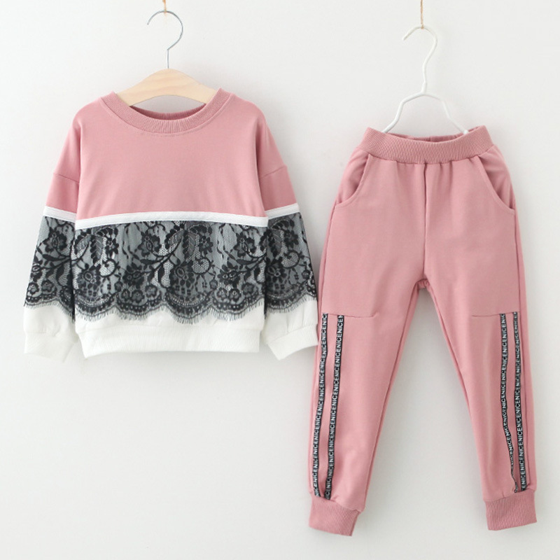2 Pieces Toddler Girls' Solid Color Clothing Set Set Long Sleeve Active School 3-7 Years Fall White