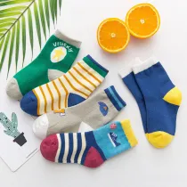 5 Pairs Baby Toddler Boy Print Socks
