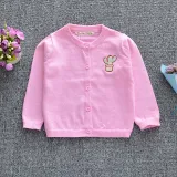 Toddler Girl Knit Cardigan Pure Color Sweater Plant Cactus Pattern