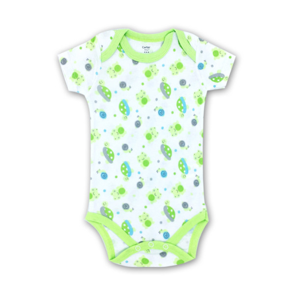 Baby Boy Print Green Turtles Short Sleeve Cotton Bodysuit