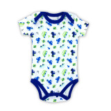 Baby Boy Print Blue Vehicles Short Sleeve Cotton Bodysuit