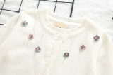Toddler Girl Knit Cardigan Sweater Hollow Out Flowers Pattern
