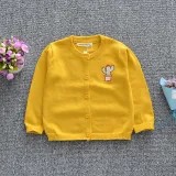 Toddler Girl Knit Cardigan Pure Color Sweater Plant Cactus Pattern