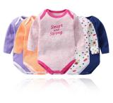 Baby Girl Print Stripes 5 Packs Long Sleeve Cotton Bodysuit
